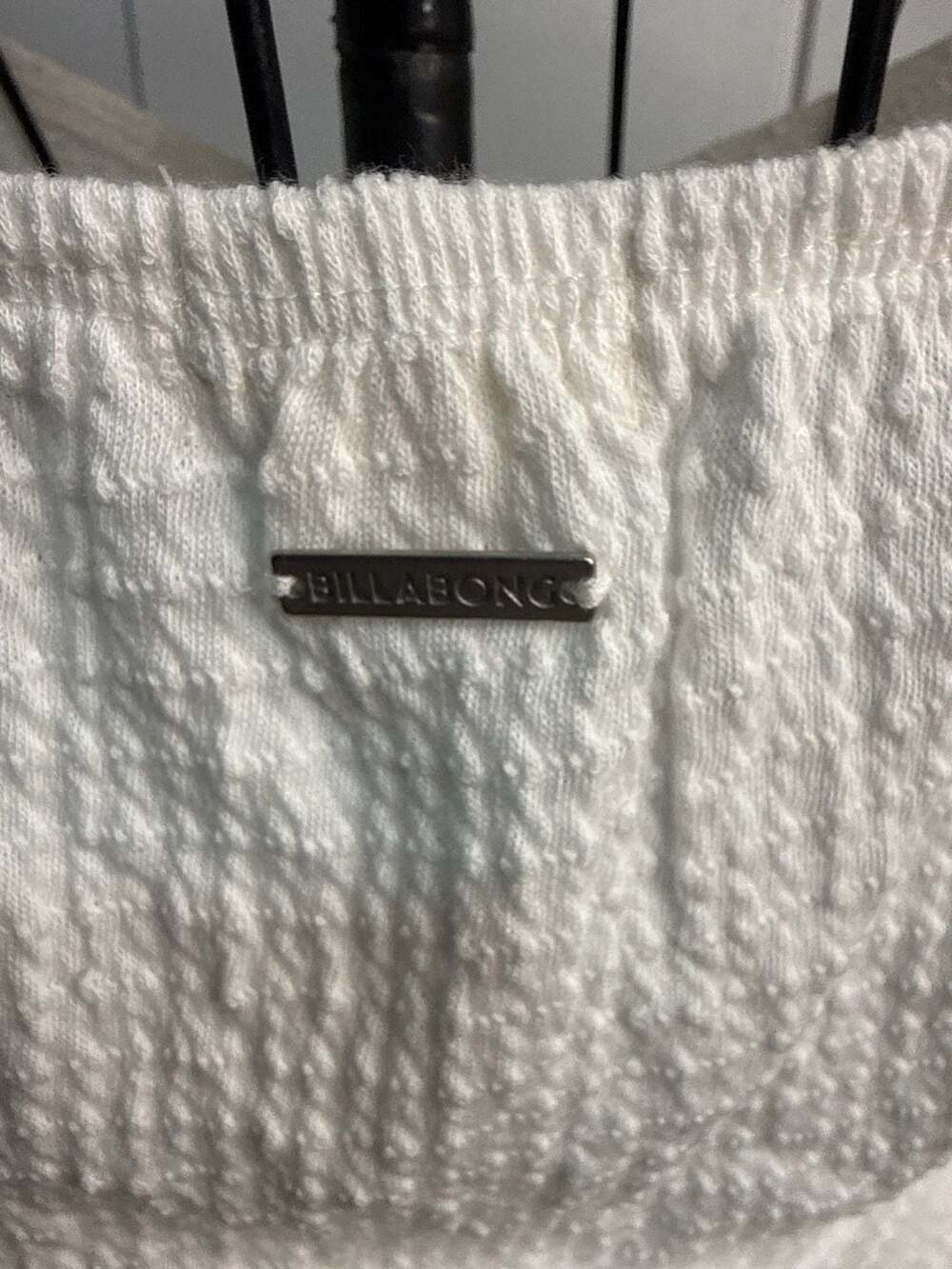 Billabong White Textured Puff Sleeve Ruched Crop Top Size Small - Picture 6 of 7